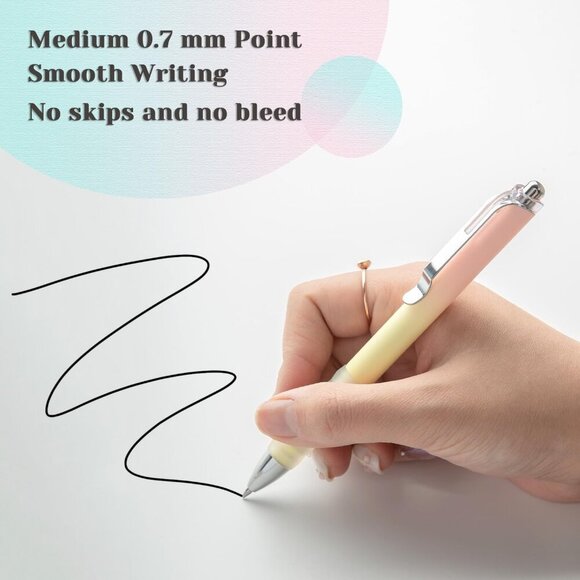 Gel Pens Medium Point 0.7mm Black Ink Gel Pen Retractable Cute Pens for Smooth W - Picture 5 of 7